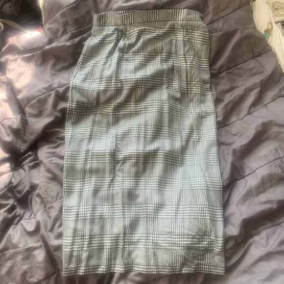 Vintage 90s Ruff Hewn Soft Rayon Madi Skirt Multi Plaid Sz 14 Black & White - Picture 9 of 9